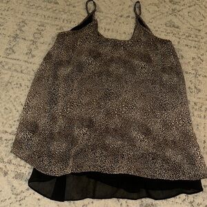 Audrey 3+1 Brown and Tan Asymmetrical Cheetah Print Layered Tank Top Tunic
